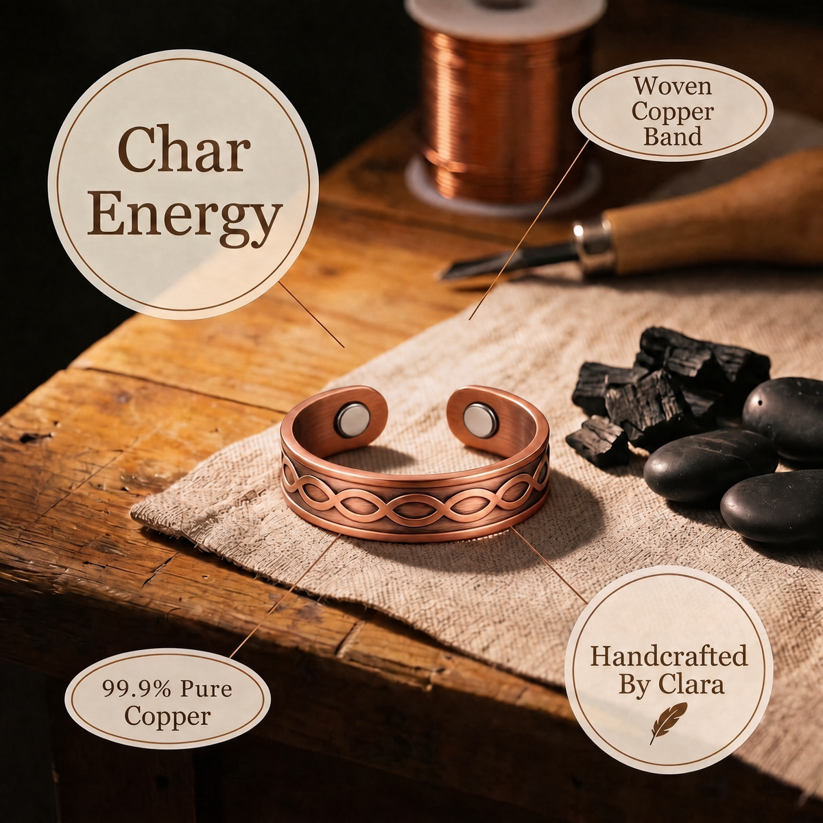 Clara's Char Copper Ring