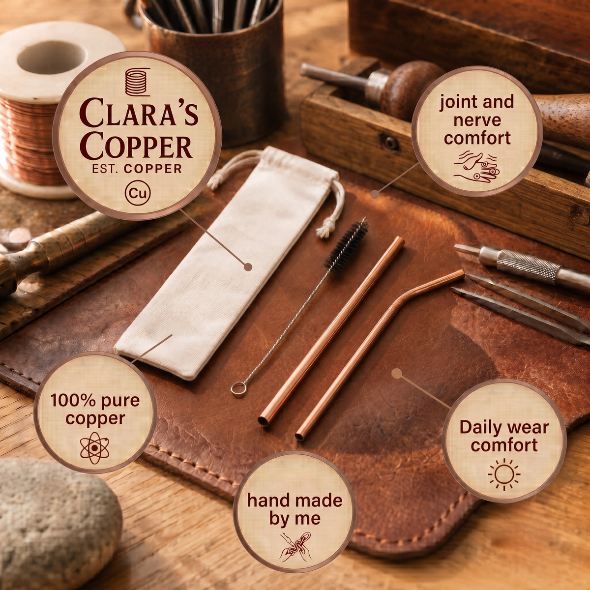 Clara's Copper Straw Set