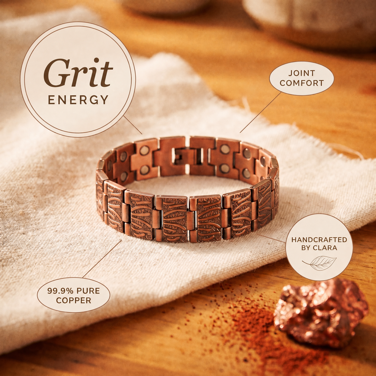 Clara's Grit Men's Copper Bracelet