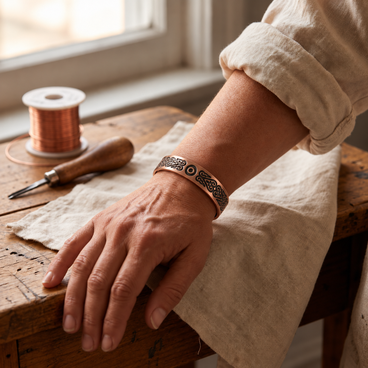 Clara's Verdigris Copper Bracelet