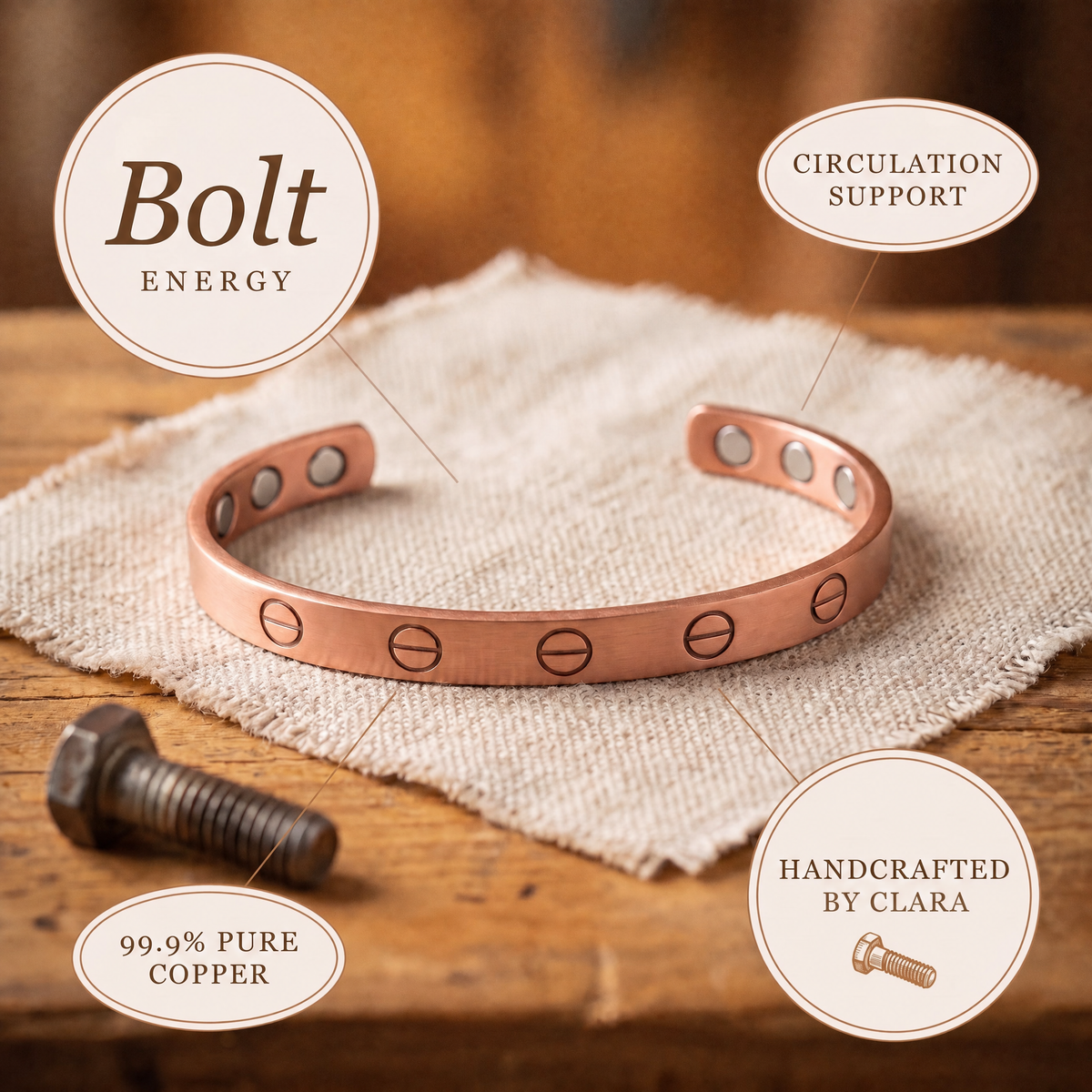 Clara's Bolt Copper Bracelet