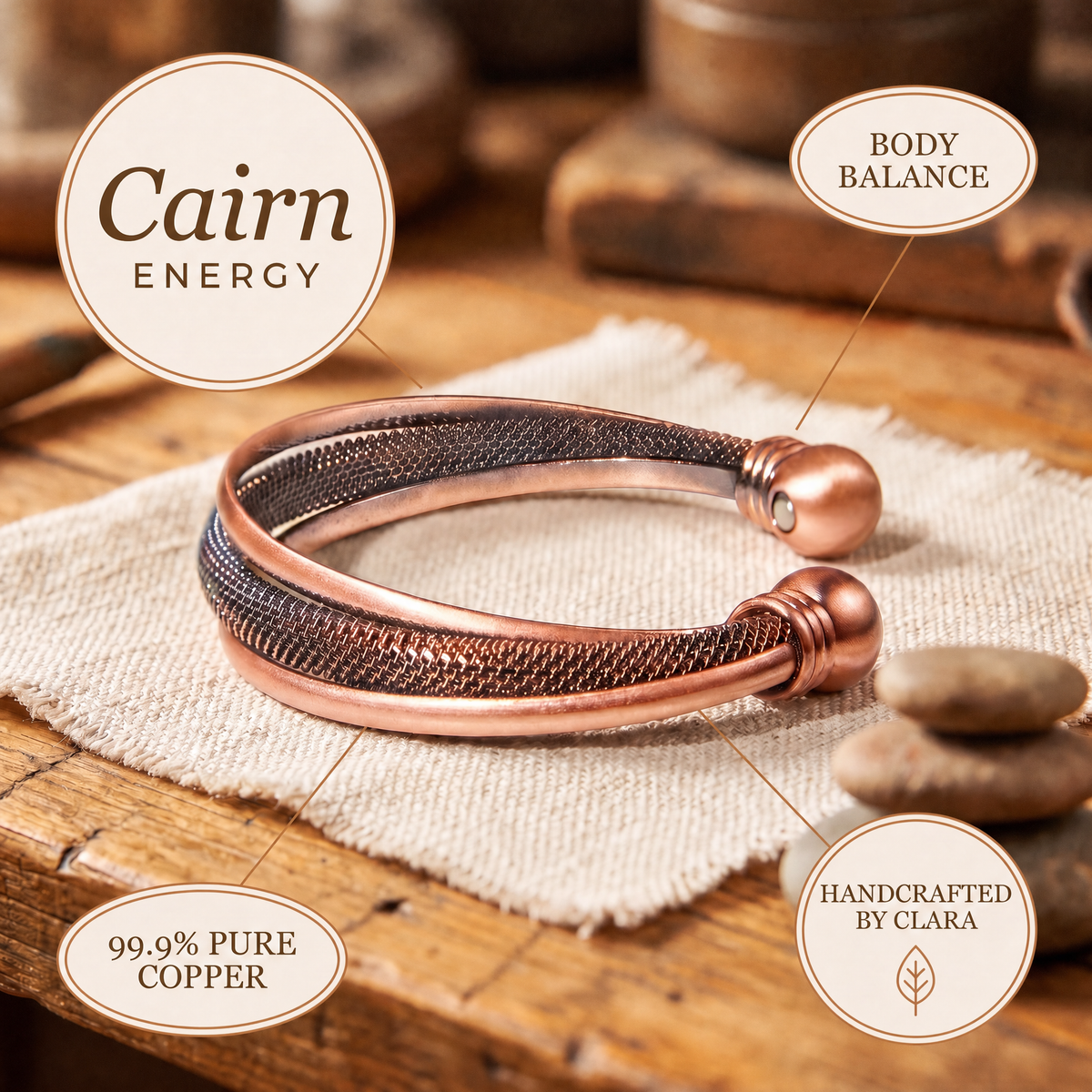 Clara's Cairn Copper Bracelet