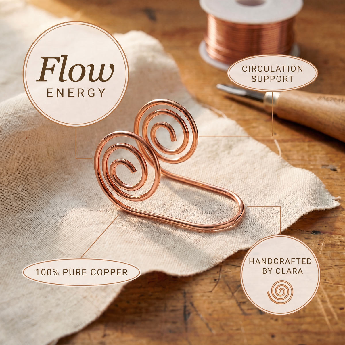 Clara's Flow Copper Hand Spiral
