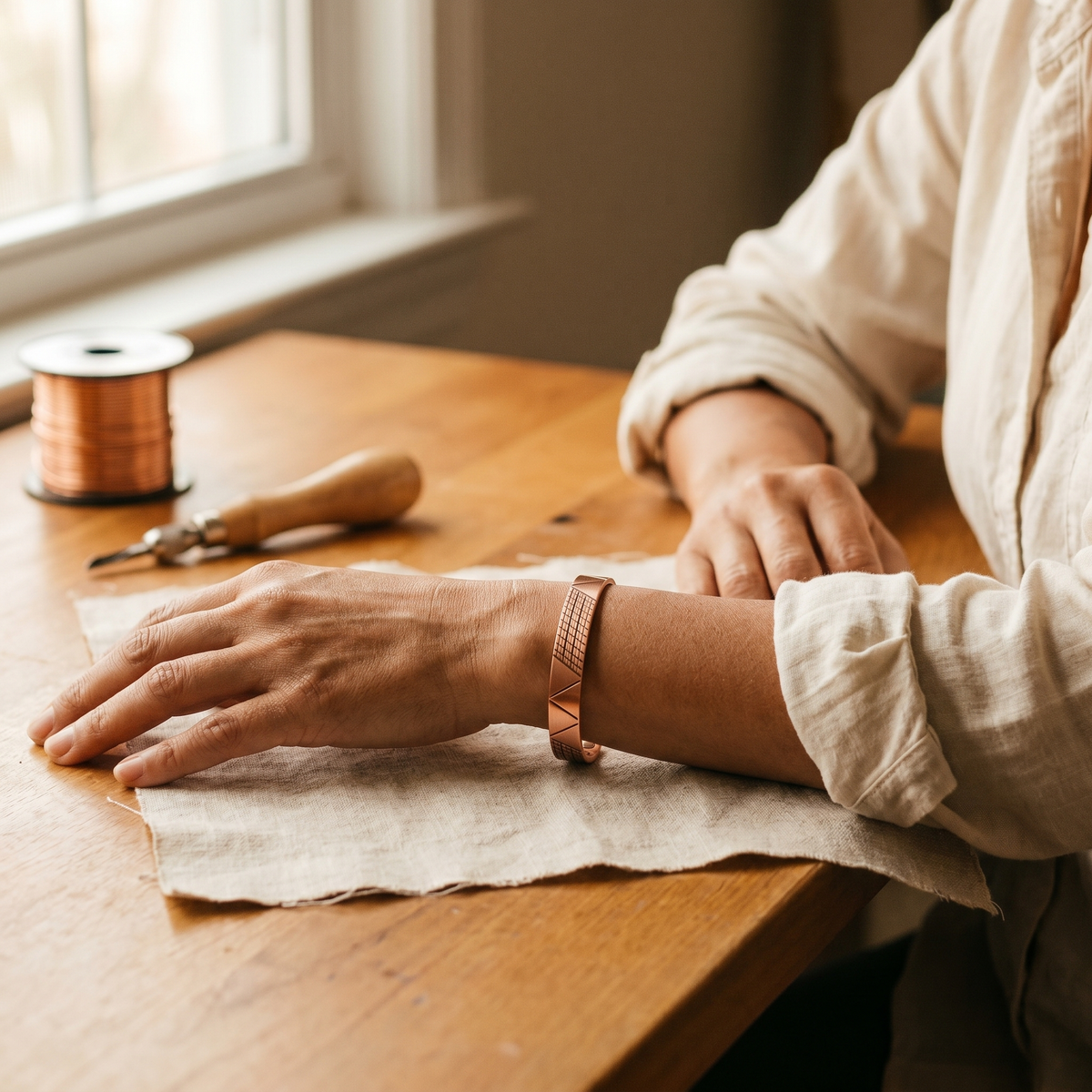 Clara's Crest Copper Bracelet